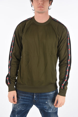 Crew Neck Sweatshirt with Sleeve Logo Bands