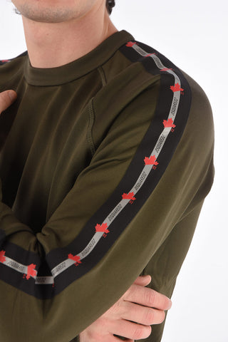 Crew Neck Sweatshirt with Sleeve Logo Bands