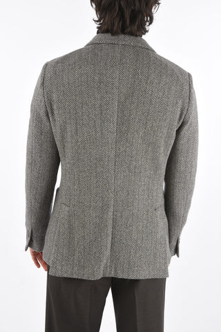 Blazer 2 Bottoni Herringbone in Misto Lana Vergine