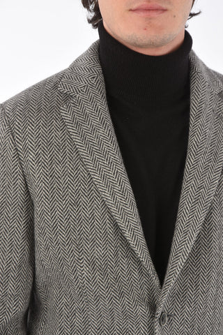 Blazer 2 Bottoni Herringbone in Misto Lana Vergine