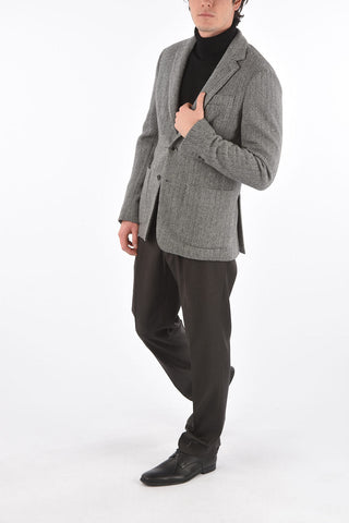 Blazer 2 Bottoni Herringbone in Misto Lana Vergine