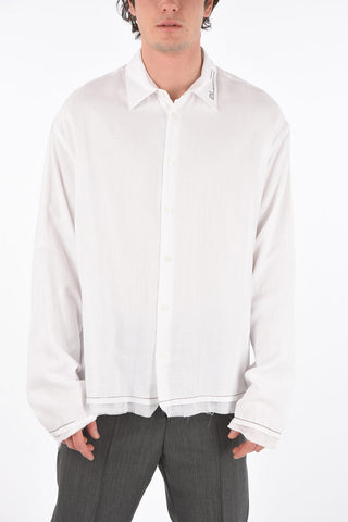 Printed HAZE Cotton Shirt with Raw Cut Edges