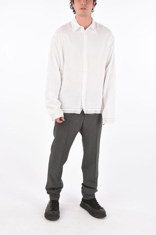 Printed HAZE Cotton Shirt with Raw Cut Edges