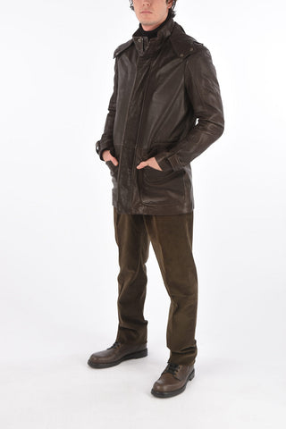 ID Leather Jacket with Hood