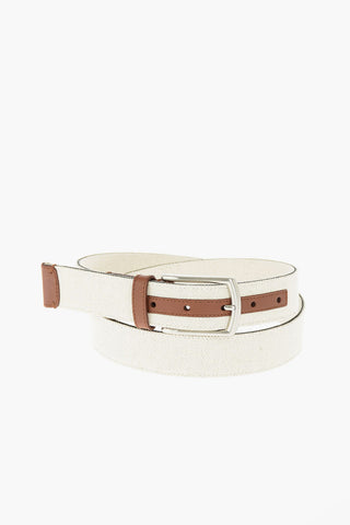 EZ LUXURY 40mm fabric belt with leather details
