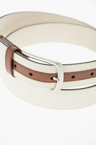 EZ LUXURY 40mm fabric belt with leather details