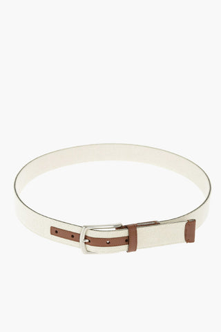 EZ LUXURY 40mm fabric belt with leather details