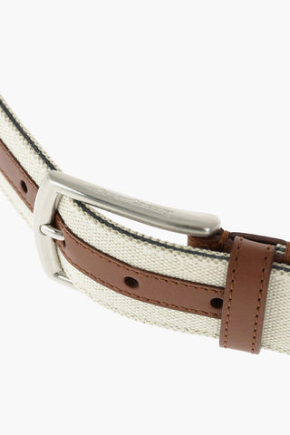EZ LUXURY 40mm fabric belt with leather details