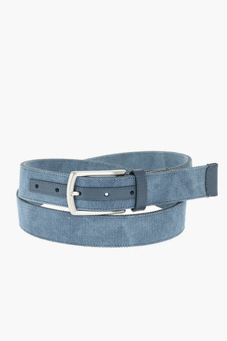 ZZEGNA LUXURY 30mm fabric belt with leather details