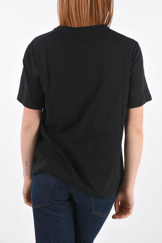 Crew Neck Cotton T-shirt with Terry Patch