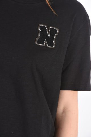 T-shirt Girocollo in Cotone con Patch in Spugna
