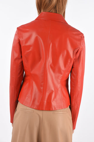 1 Button Flush Pocket Leather Blazer