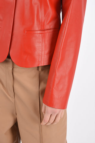 1 Button Flush Pocket Leather Blazer