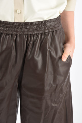 Leather Gaucho Pants with Elastic Waistband