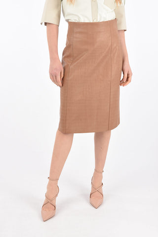 Crocodile Effect Leather Longuette with Back Split