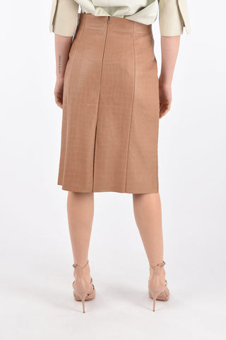 Crocodile Effect Leather Longuette with Back Split