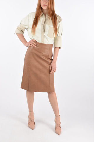 Crocodile Effect Leather Longuette with Back Split