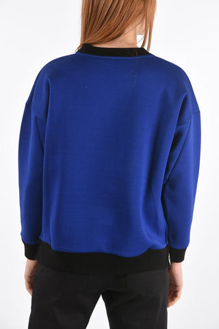 Two Tone Crew Neck Sweatshirt with Side Zips