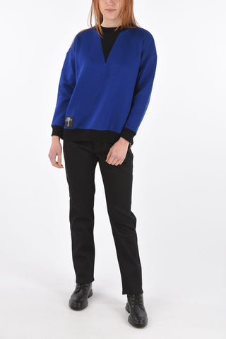 Two Tone Crew Neck Sweatshirt with Side Zips