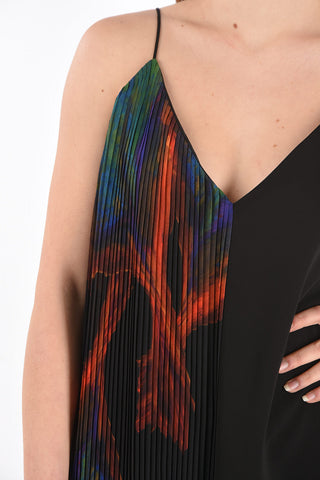 Midi Dress with Pleated Printed Details