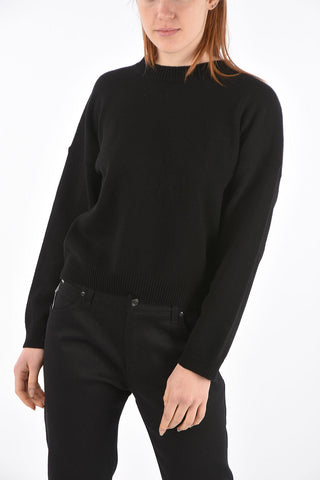 Crew Neck Sweater with Back Applied Maxi Logo