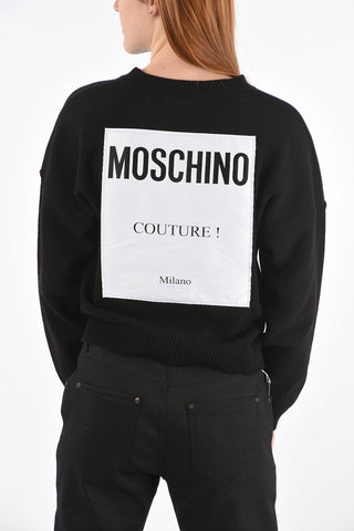 Crew Neck Sweater with Back Applied Maxi Logo
