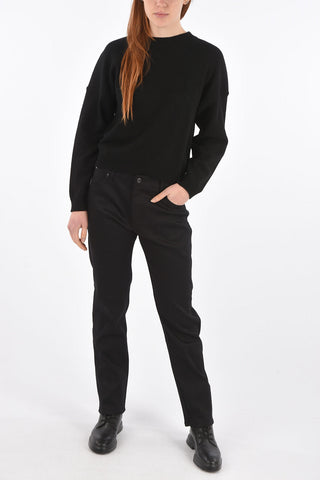 Crew Neck Sweater with Back Applied Maxi Logo