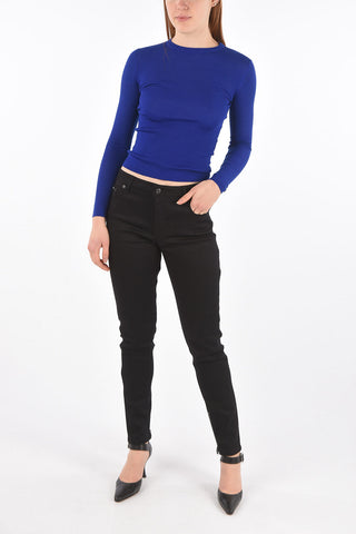 Crew Neck Ribbed Cashmere Blend Sweater
