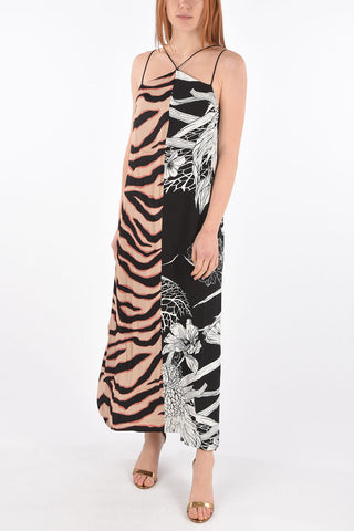 Abito Maxi con Doppia Fantasia e Spalline Crisscross