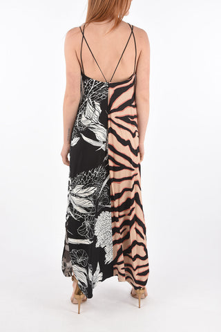 Abito Maxi con Doppia Fantasia e Spalline Crisscross