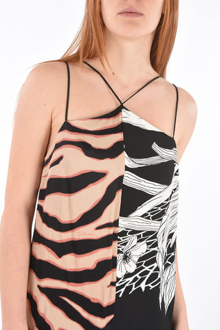 Abito Maxi con Doppia Fantasia e Spalline Crisscross