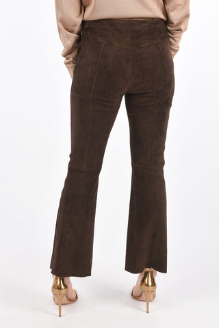 Suede Flared Pants with Hidden Fastening