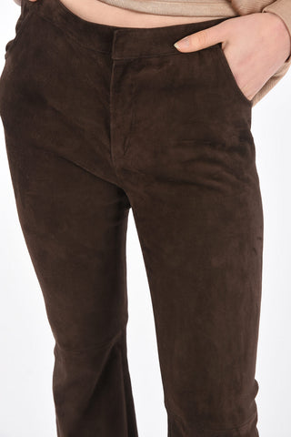 Suede Flared Pants with Hidden Fastening