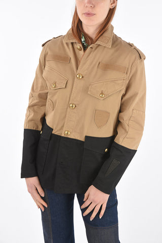 Two Tone Saharan Denim Jacket with Jewel Buttons