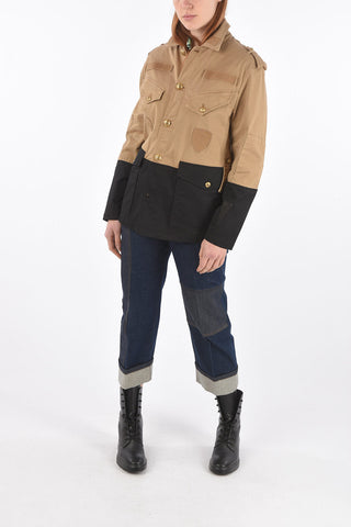 Two Tone Saharan Denim Jacket with Jewel Buttons