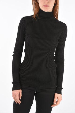 Ribbed Virgin Wool And Silk Skinny Fit Sweater