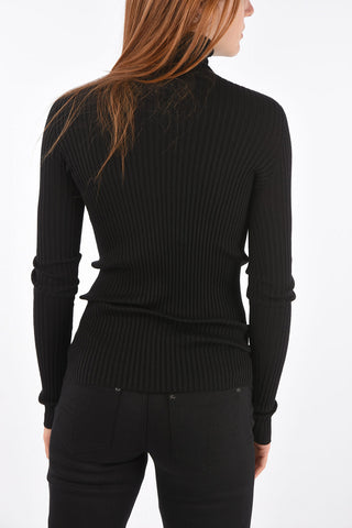 Ribbed Virgin Wool And Silk Skinny Fit Sweater
