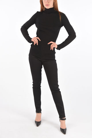 Ribbed Virgin Wool And Silk Skinny Fit Sweater
