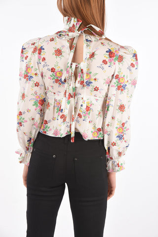 blusa PENELOPE stampa floreale con Colletto increspato