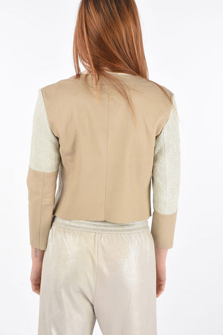 UPCYCLED Two Tone Leather Short Blazer
