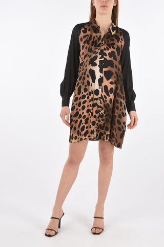 Chemisier Animalier con Maniche Tinta Unita