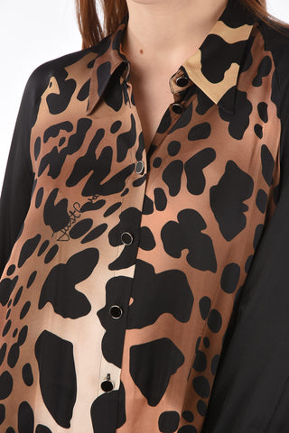 Chemisier Animalier con Maniche Tinta Unita