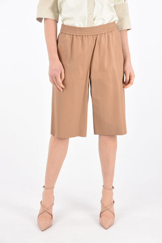 Leather Gaucho Pants with Elastic Waistband
