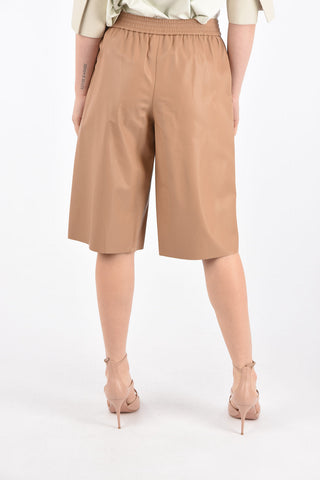 Leather Gaucho Pants with Elastic Waistband