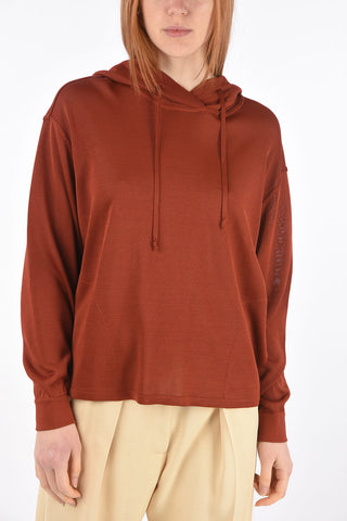 Knitted Hoodie with Elastic Cuffs