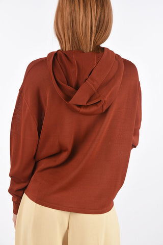 Knitted Hoodie with Elastic Cuffs