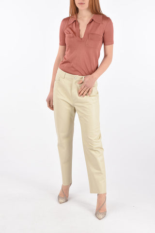 5 Pocket Leather Pants with Belt Loops