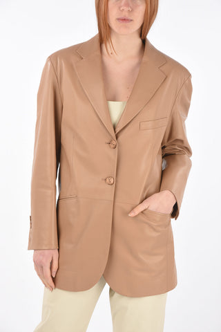 Back Split Leather Long Blazer