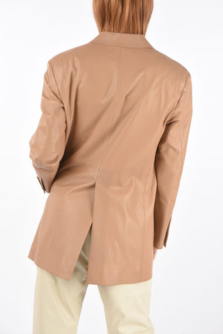 Back Split Leather Long Blazer