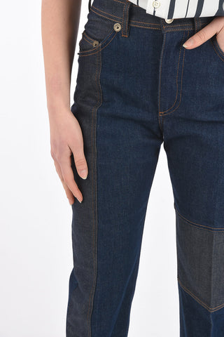 Jeans in Denim Bicolore con Risvolto